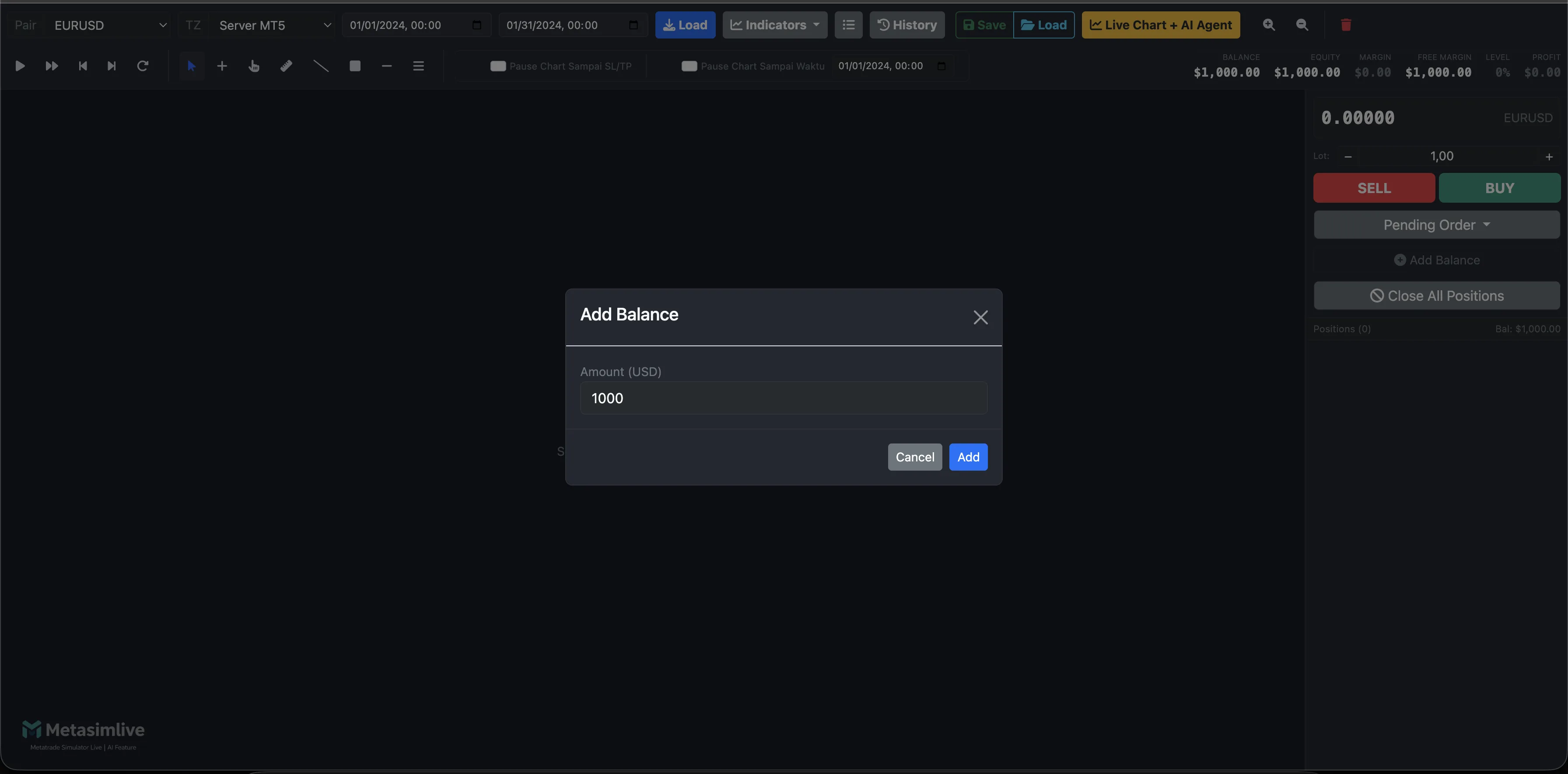 Fitur Add Virtual Balance Topup Metasimlive – tambah saldo simulasi